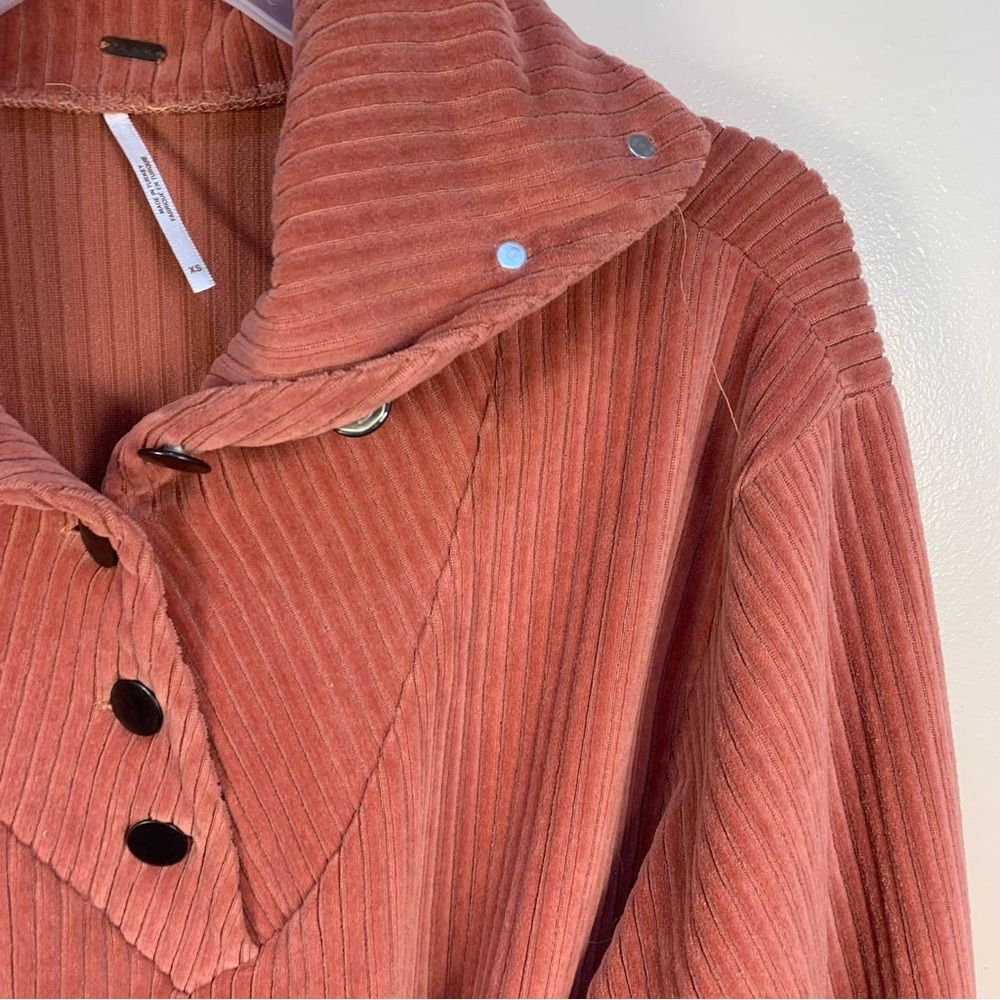 Free People Serena Ribbed Corduroy Quarter Button Pullover Sweater - Picture 12 of 12